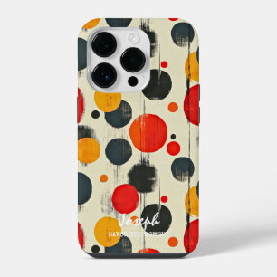 Funda Para iPhone 14 Pro Puntos abstractos juguetones con nombre y mensaje