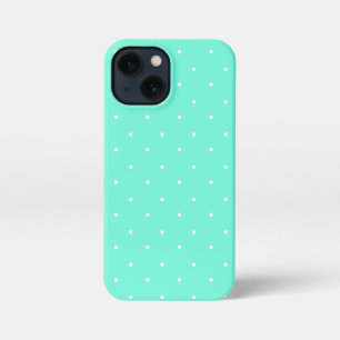 Funda Para iPhone 13 Mini Puntos Aquamarina y Polka Blanca