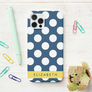 Funda Para iPhone 12 Pro Puntos de Polka Azul de la Marina, Patrón de Punto
