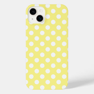 Funda Para iPhone 14 Plus Puntos de polka blanco sobre amarillo limón