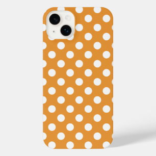 Funda Para iPhone 14 Plus Puntos de polka blanco sobre ámbar
