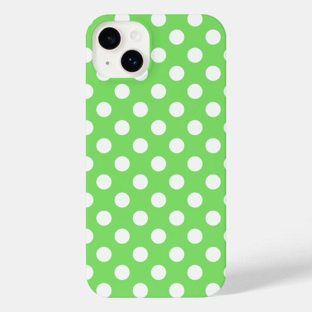Funda Para iPhone Puntos de polka blanco sobre verde manzana (Reverso )
