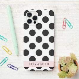Funda Para iPhone 12 Pro Puntos de Polka blancos y negros, punteados, tu no