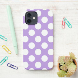 Funda Para iPhone 12 Puntos de Polka Púrpura, Patrón De Punto De Polka,