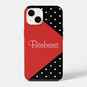 Funda Para iPhone 14 Puntos De Polka Rojo, Negro Y Blanco De Tomate De