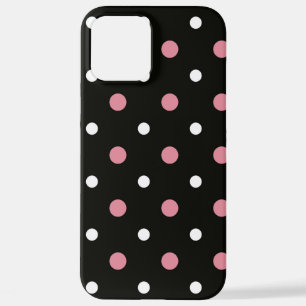 Funda Para iPhone 12 Pro Max puntos de polka rosa y blanco