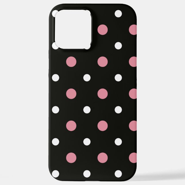Funda Para iPhone puntos de polka rosa y blanco (Reverso )