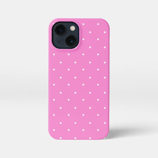 Funda Para iPhone Puntos de polka rosa y blanco persa (Reverso )