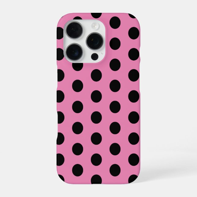 Funda Para iPhone Puntos de polka rosados y negros (Reverso)