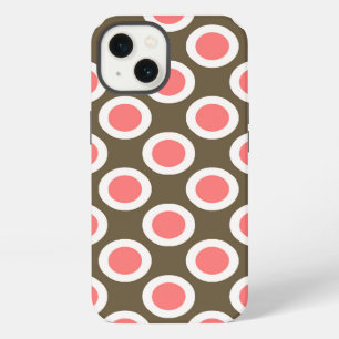 Puntos retro circulados, taupe y rosa coral