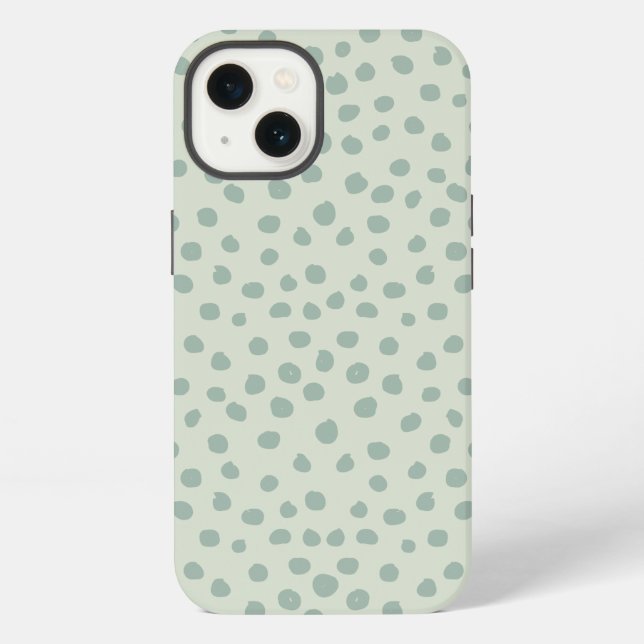 Funda Para iPhone Puntos Verde Salvia (Reverso )