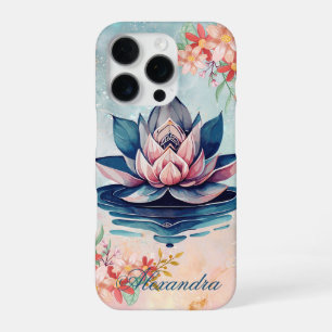Funda Para iPhone 16 Pro Pureza decorativa - Loto rosa y verde