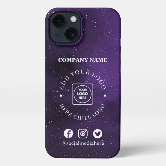 Funda Para iPhone Purple Galaxy Ombre Custom Business Logo iphone  (Reverso )