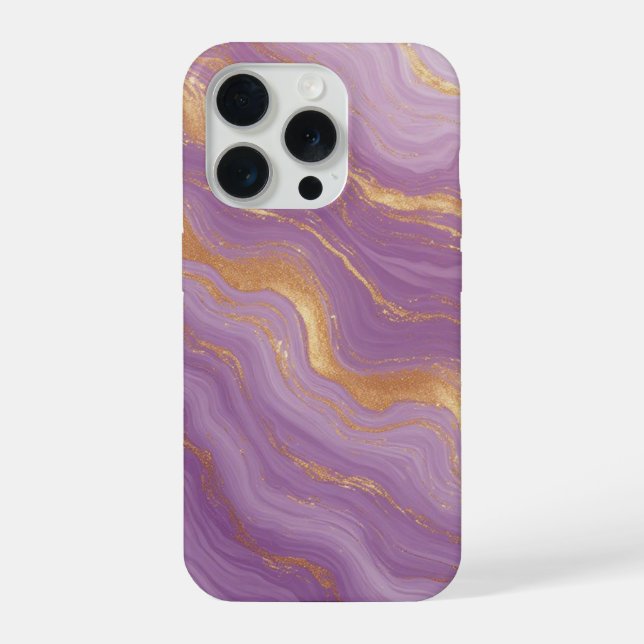 Funda Para iPhone Purple Marble Background With Gold Veins (Reverso )