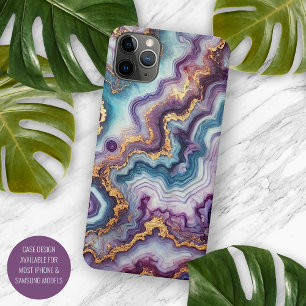 Funda Para iPhone 16 Pro Max Púrpura Amatista Oscura Azul Verde Teal Dorado Pat