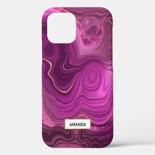 Funda Para iPhone 12 Púrpura Amatista Y Abstracto Ágata Dorada