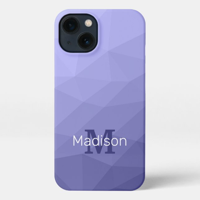 Funda Para iPhone Púrpura malla azul oscuro patrón Monograma (Reverso )