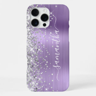 Funda Para iPhone 16 Pro Max Purpurada Metálica Plata Brillo Firma
