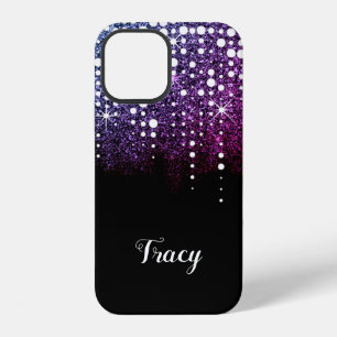 Funda Para iPhone 12 Purpurapink Ombre Brillo Chispeante Goteante