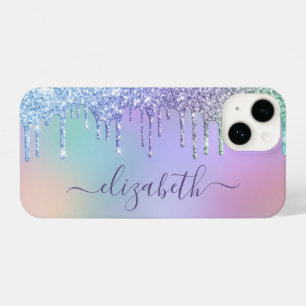 Funda Para iPhone 14 Purpurina arcoiris personalizado