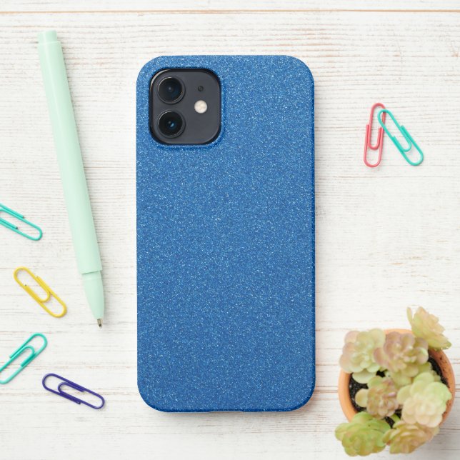 Funda Para iPhone Purpurina azul, espárrago, fondo Purpurina (En el escritorio)