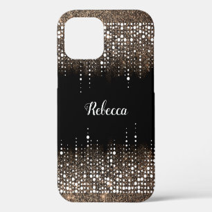 Funda Para iPhone 12 Purpurina de goteo Lluvia dorada Glamorosa Nombre