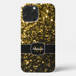 Funda Para iPhone 13 Pro Max Purpurina de imitación amarillo oscuro chispas Mon