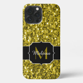 Funda Para iPhone 13 Pro Max Purpurina de imitación amarillo oscuro chispas Mon