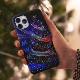 Funda Para iPhone 14 Pro Purpurina de Monograma de moda Marina de Árbol de 