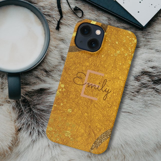 Funda Para iPhone Purpurina de oro marrón moderno estilo Moda Fancy (Subido por el creador)
