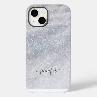 Funda Para iPhone 14 Purpurina elegante plateado