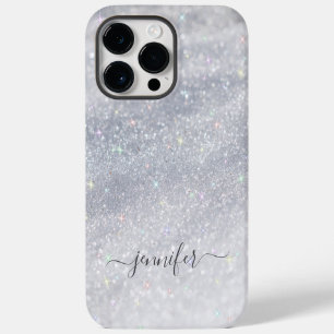 Funda Para iPhone 14 Pro Max Purpurina elegante plateado