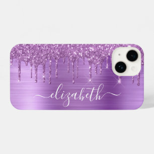 Funda Para iPhone 14 Purpurina morado personalizado