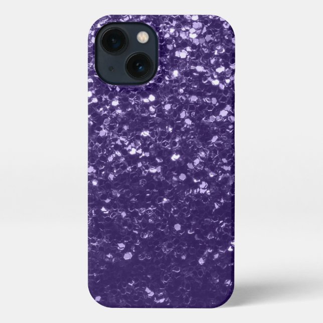 Funda Para iPhone Purpurina morado ultravioleta oscuro chispas (Reverso )