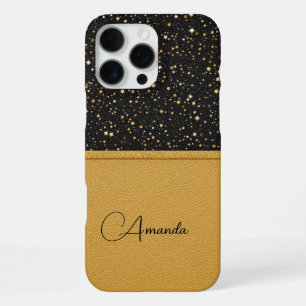 Funda Para iPhone 16 Pro Max Purpurina Noir Luxe (cuero dorado)