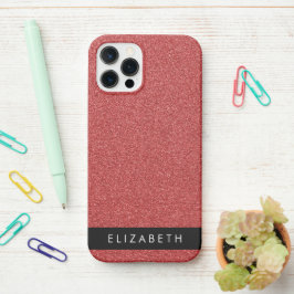 Funda Para iPhone 12 Pro Purpurina rojo, fondo Purpurina, nombre
