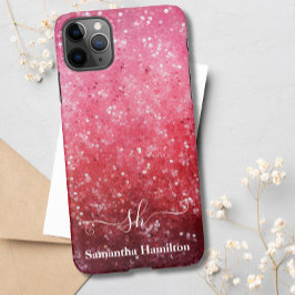 Funda Para iPhone 11Pro Max Purpurina rosa moderno Personalizado de Moda monog