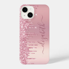 Funda Para iPhone 14 Purpurina rosa personalizado