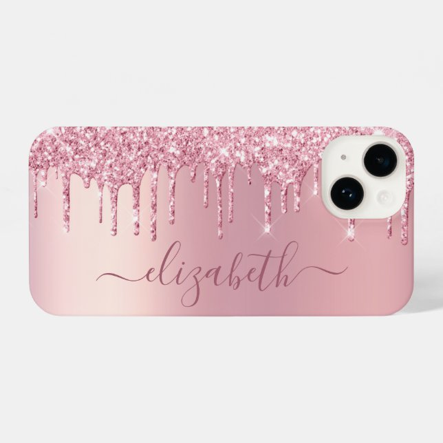 Funda Para iPhone Purpurina rosa personalizado (Reverso Horizontal)