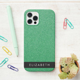 Funda Para iPhone 12 Pro Purpurina verde, fondo Purpurina, nombre