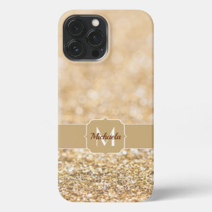 Funda Para iPhone 13 Pro Max Purpurinas de imitación de oro de champaña espuma