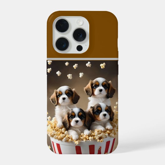 Funda Para iPhone Quads Cavalier Spaniel Puppies In The Popcorn, (Reverso )