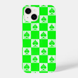 Funda Para iPhone 14 Queen of Spades iPhone Estuche Green Checkers QoS