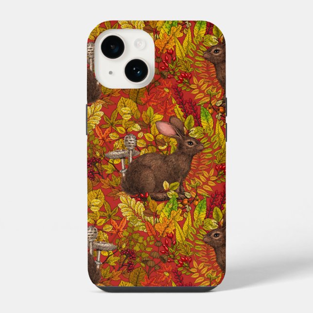 Funda Para iPhone Rabbit otoñal en rojo (Reverso )