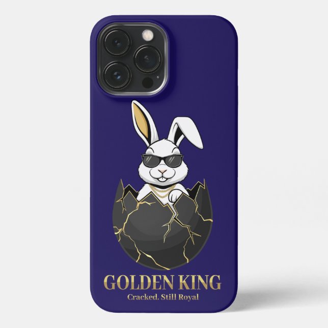 Funda Para iPhone Rabbit with cool glasses, Gold, cracked, royal (Reverso )