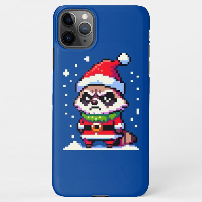 Funda Para iPhone Raccoon Navidades Grumpy - Festividad divertida de (Reverso)