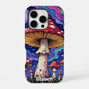 Funda Para iPhone 16 Pro Rainbow Mushroom Meadow