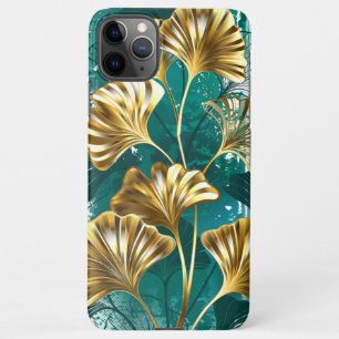 Funda Para iPhone 11Pro Max Rama con hojas doradas Ginko Biloba