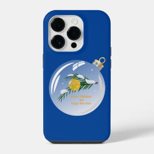 Funda Para iPhone 14 Pro Rama de Navidad decorada en bola de navidad