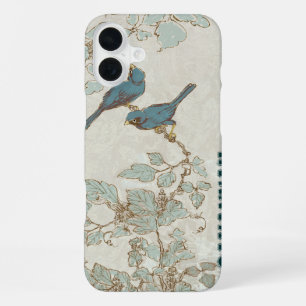 Funda Para iPhone 16 Plus Rama de pájaros turquesa vintage
